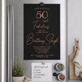 Rose Foil Fifty and Fabulous 50th Birthday Party Folieneinladung