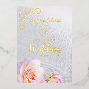 Rose Foto Christliche Hochzeitskarte Gold Folie Folieneinladung