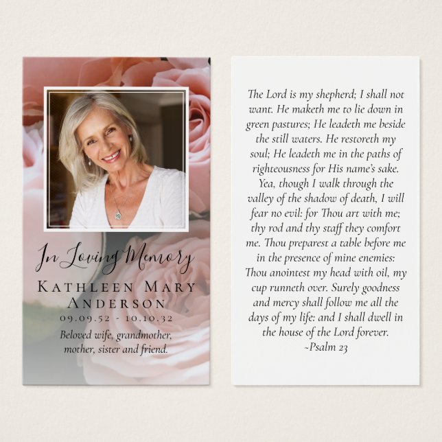 Rose Foto Gedenkkarte (Vorne & Hinten)