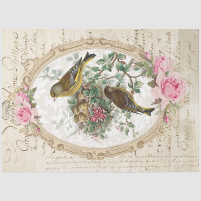 Rose Frame Ephemere Dekoupage Seidenpapier (Vorderseite)