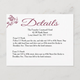 Rose Freude! Details zur Hochzeitskarte für rosa B Begleitkarte
