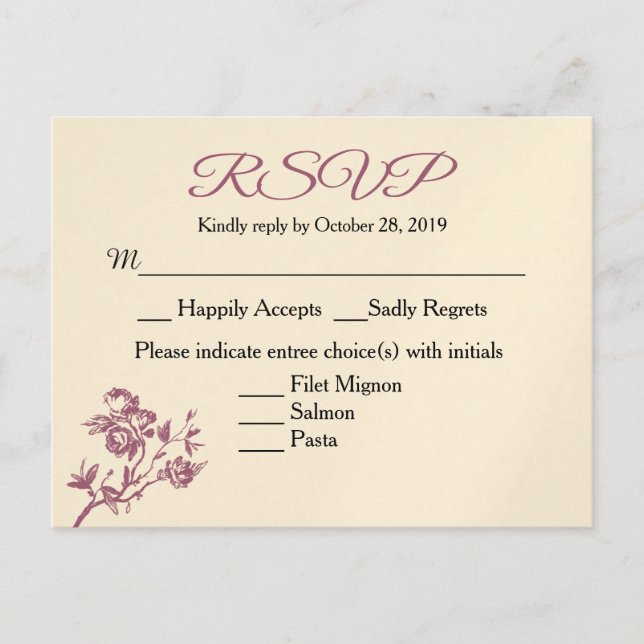 Rose Freude! Pink Burgundy UAWG Response Postcard Einladungspostkarte (Vorderseite)