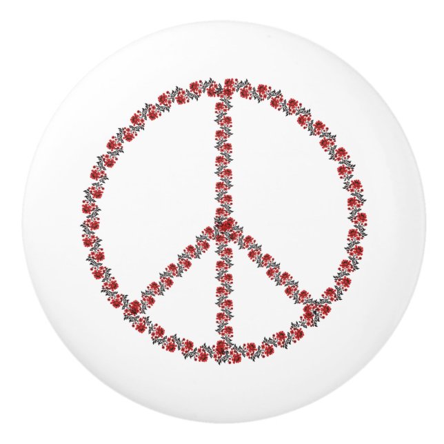 Rose - Friedenszeichen Keramikknauf (Vorderseite)