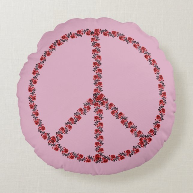 Rose - Friedenszeichen Rundes Kissen (Vorderseite)