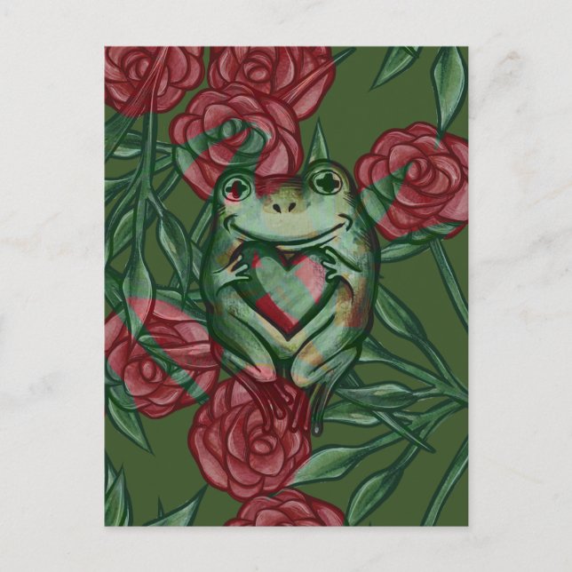 Rose Frog Roses Frogs Pattern Rosey Froggy         Postkarte (Vorderseite)