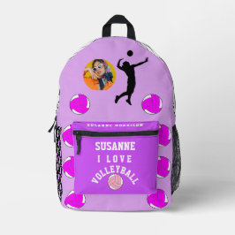 Rose Fuchsia Girly Sport Volleyball Bedruckter Rucksack