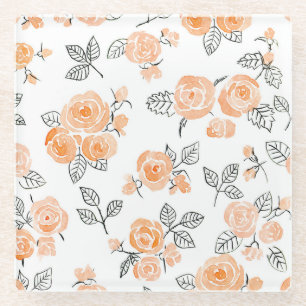 Rose für Aquarellbilder: Schwarz Glasuntersetzer