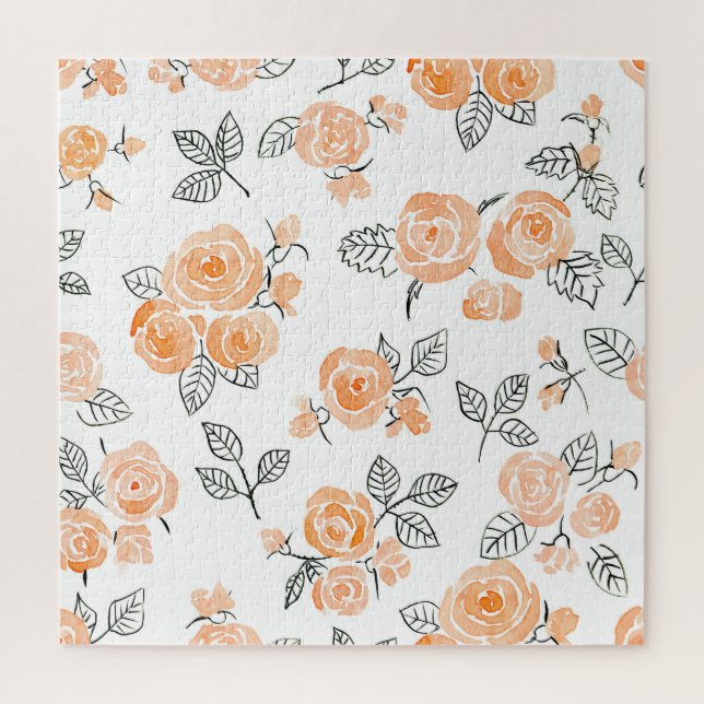 Rose für Aquarellbilder: Schwarz Puzzle (Vertikal)