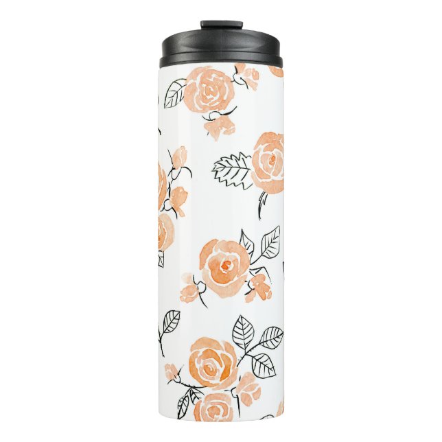 Rose für Aquarellbilder: Schwarz Thermosbecher (Vorderseite)