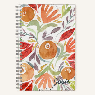 Rose für Aquarellblumen in warmen Orangen Notizbuch