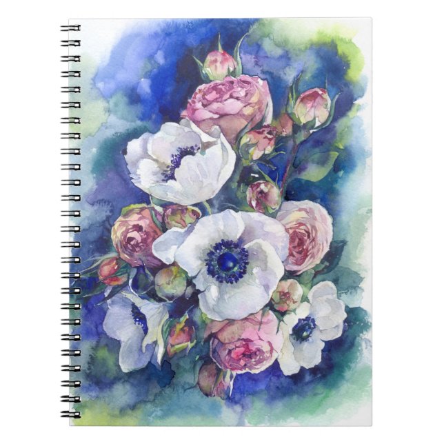 Rose für Aquarellfarben-Blume Notizblock (Vorderseite)