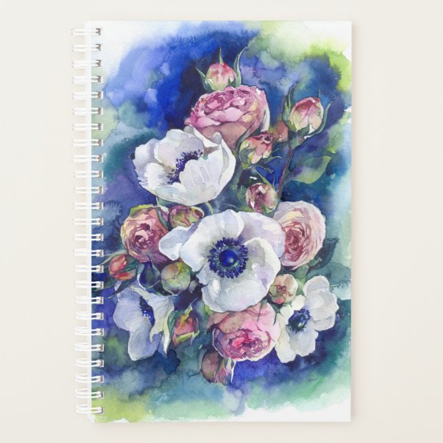 Rose für Aquarellfarben-Blume Planer (Vorderseite)