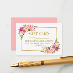 Rose für Aquarellfarben Rosa Blumengold Geschenkka Begleitkarte