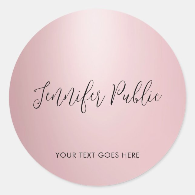 Rose für benutzerdefinierte Typografie Skriptname  Runder Aufkleber (Vorderseite)