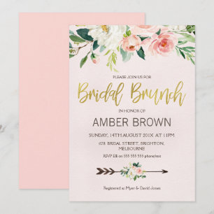 Rose für Blumenwasser Bridal Brunch Einladung