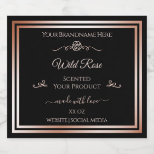 Rose für das Black Product Label Gold Frame Vintag Alkoholflaschenetikett