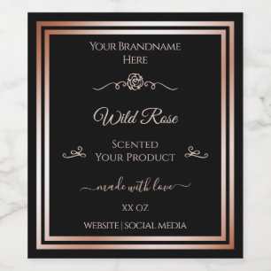 Rose für das Black Product Label Gold Frame Vintag Weinetikett