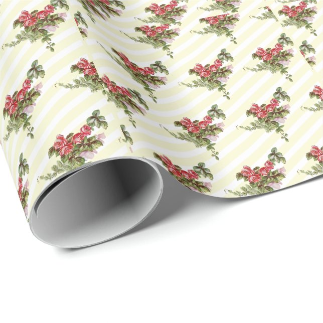 Rose für das Wrapping von Gelbstreifen Geschenkpapier (Rolleneckpunkt)