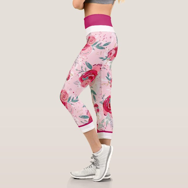 Rose für den Glitzer in Heiß- und Rosa Capri Leggings (Links)