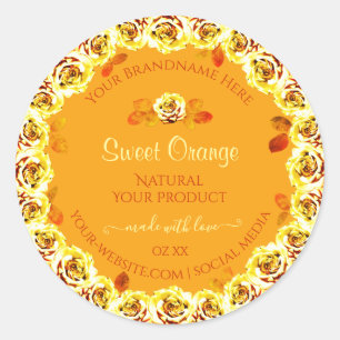 Rose für die florale orange gelbe Produktverpackun Runder Aufkleber