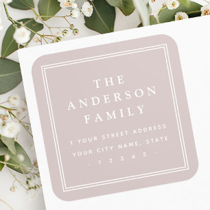 Rose für die Rücksendeadresse von Familiennamen Quadratischer Aufkleber