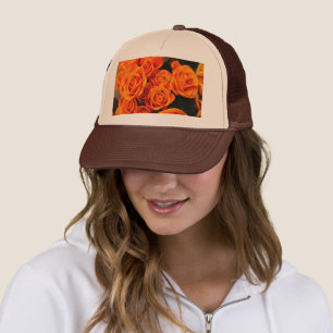 Rose für die Rückwand der Orangenkappe, auf braun Truckerkappe