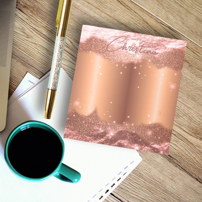 Rose für funkelnd Glitzer - Goldname und Monogramm Notizblock (Von Creator hochgeladen)