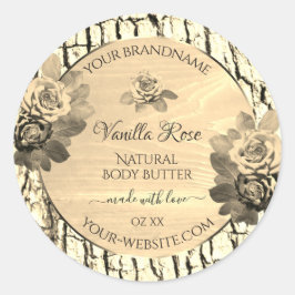 Rose für hellbraun-holz-graue Sepia Runder Aufkleber