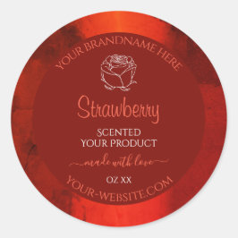 Rose für helle rote Marmormarken Runder Aufkleber