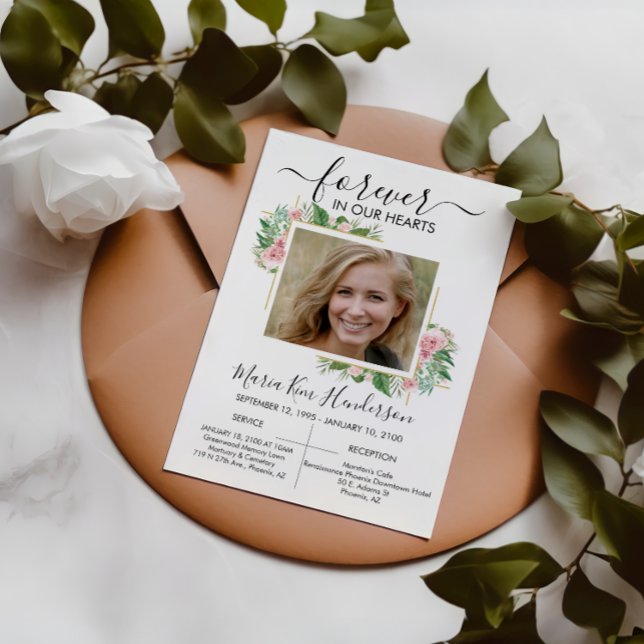 Rose für immer in unserem Foto zur Beerdigung von  Einladung (Von Creator hochgeladen)