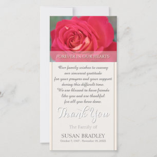 Rose für immer in unserem Herz-Beileid danken Dankeskarte