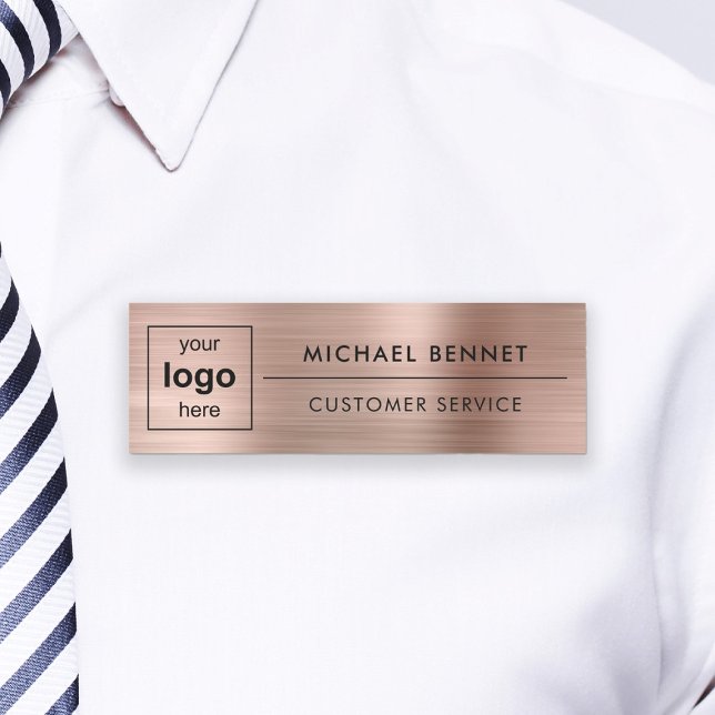 Rose für kundenspezifische Logos Berufliches Gesch Namensschild (Custom Logo Rose Gold Professional Business Name Tag)