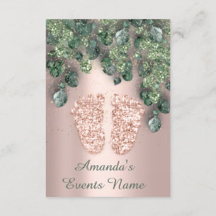 Rose "" für neue BABY-DUSCHE-GLITZER Einladung