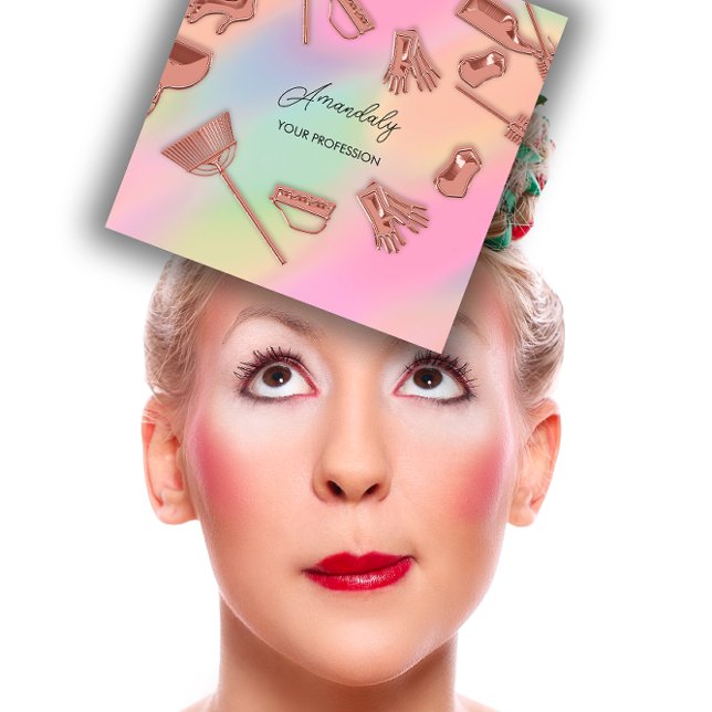 Rose für Reinigungsbüros in Haushaltshäusern Quadratische Visitenkarte (Maid House Cleaning Office Services Logo Rose Square Business Card)