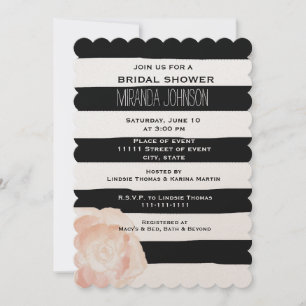 Rose für schwarze und weiße Wasserfarben Einladung