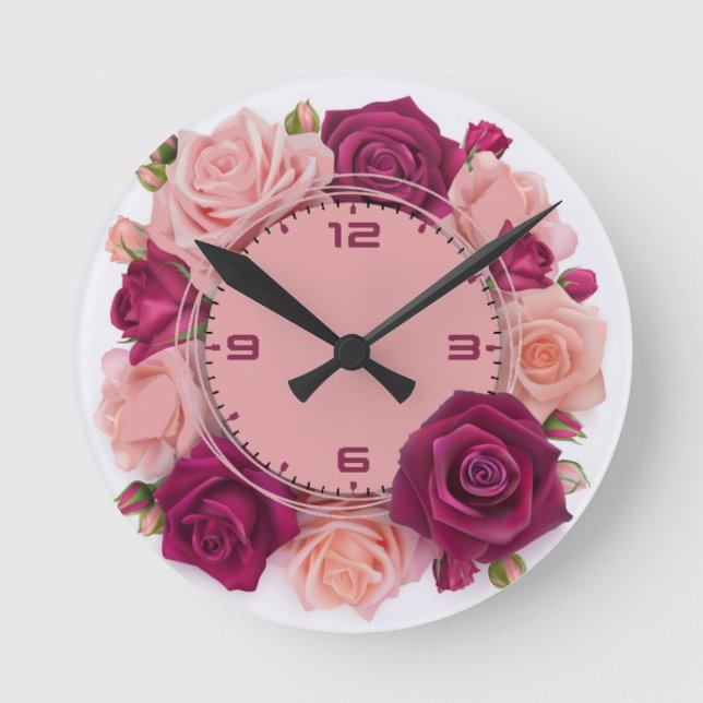 Rose für Sie Runde Wanduhr (Vorderseite)