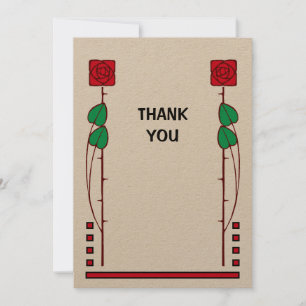 Rose für Vintage Kunst und Kunsthandwerk Dankeskarte