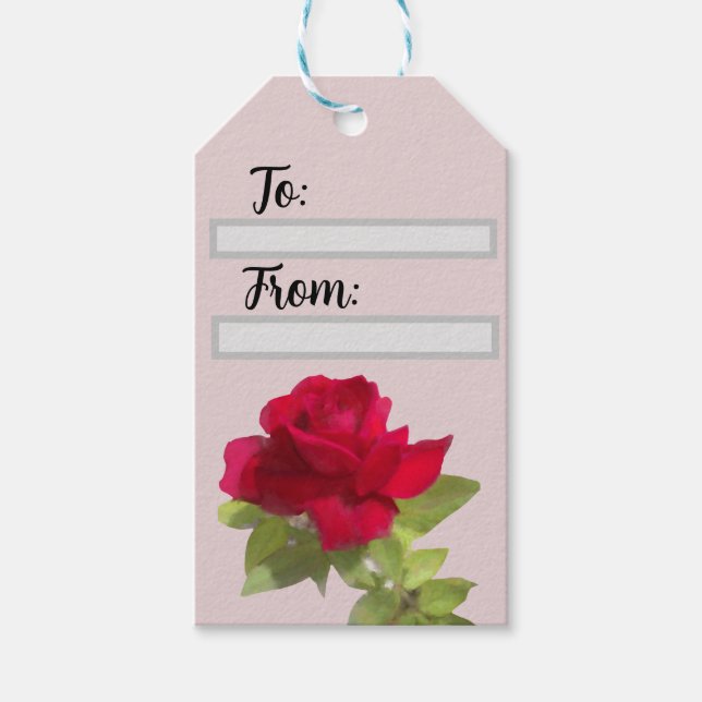 Rose für Wasserfarben Geschenkanhänger (Vorderseite)