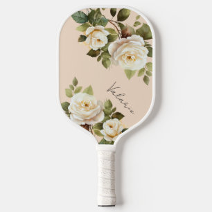Rose für Wasserfarben Monogramm Pickleball Schläger