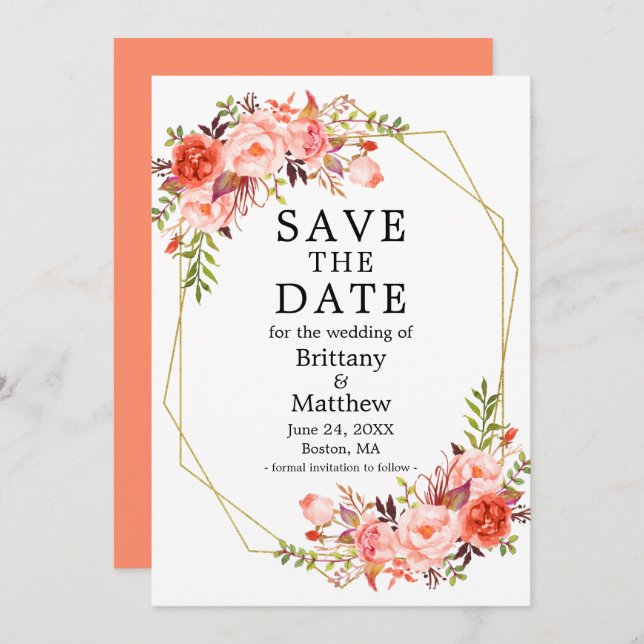 Rose für Wasserfarben Save The Date (Vorne/Hinten)