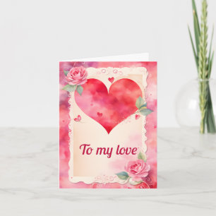 Rose für Wasserfarben und Spitzen-Valentine #2 Feiertagskarte