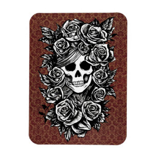 Rose für weibliche Schädel erhalten Original Tinte Magnet