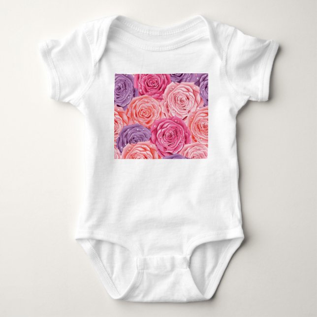 Rose Galore: Schönes, nahtloses Muster. Baby Strampler (Vorderseite)