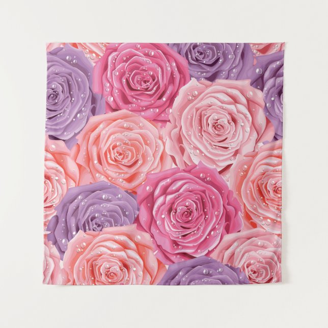 Rose Galore: Schönes, nahtloses Muster. Wandteppich (Vorderseite)