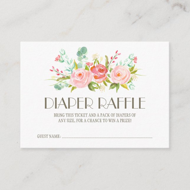 Rose Garden Baby Diaper Raffle Ticket Begleitkarte (Vorderseite)