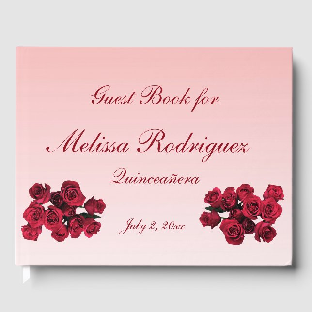 Rose Garden Blume Quinceanera Gästebuch (Vorderseite)