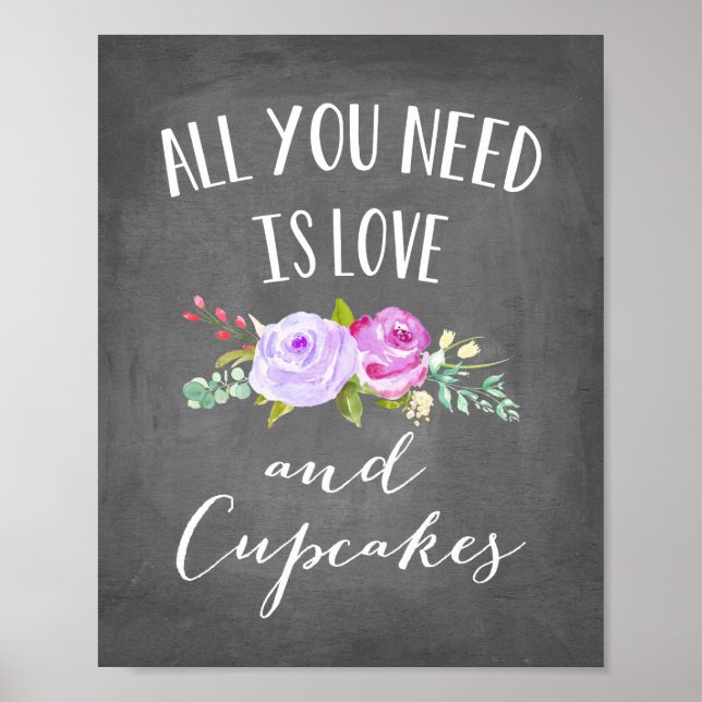 Rose Garden Blumengarten Liebe und Cupcakes Poster (Vorne)