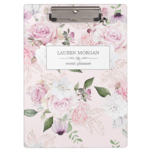 Rose Garden Blush   Personalisierte Zwischenablage Klemmbrett