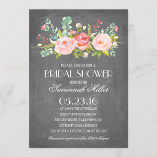 Rose Garden Chalkboard Brautparty Einladung