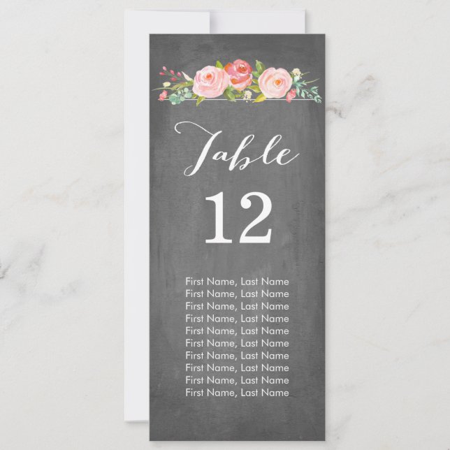 Rose Garden Chalkboard Individuelle Tafelkarten Einladung (Vorderseite)
